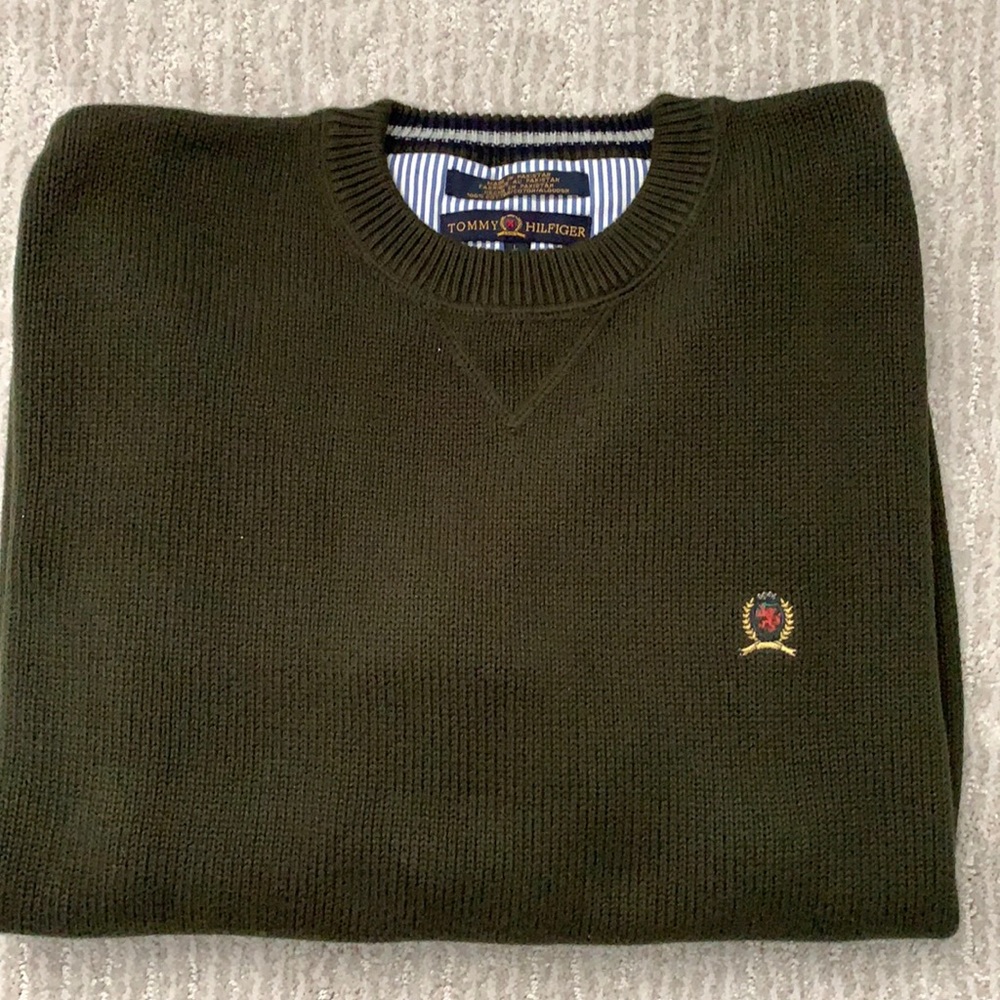 Vintage Tommy Hilfiger Crew Neck Sweater - Olive